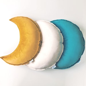 Cream Velvet Crescent Moon Cushion, Moon Shaped Decorative Pillow, Celestial Kids Room Nursery Decor, Newborn Photo Prop, Baby shower Gift