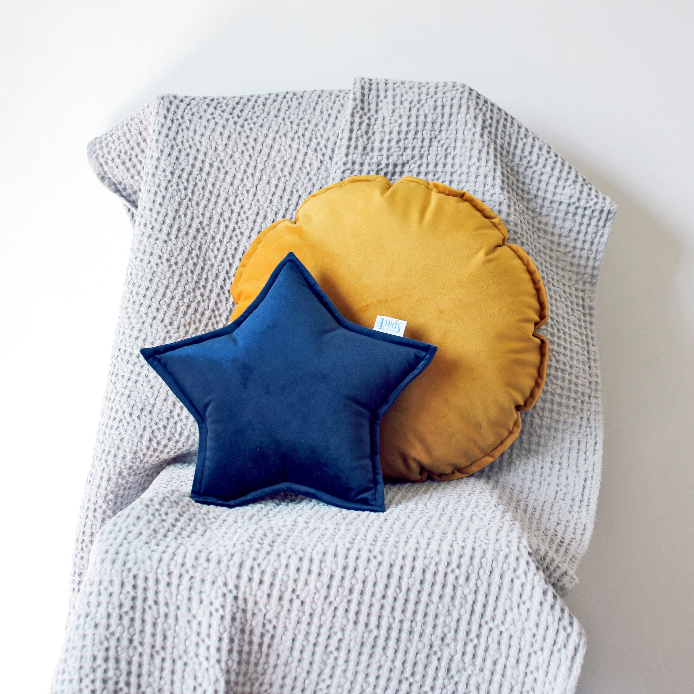 Navy blue velvet star cushion / Star shaped pillow / Etsy