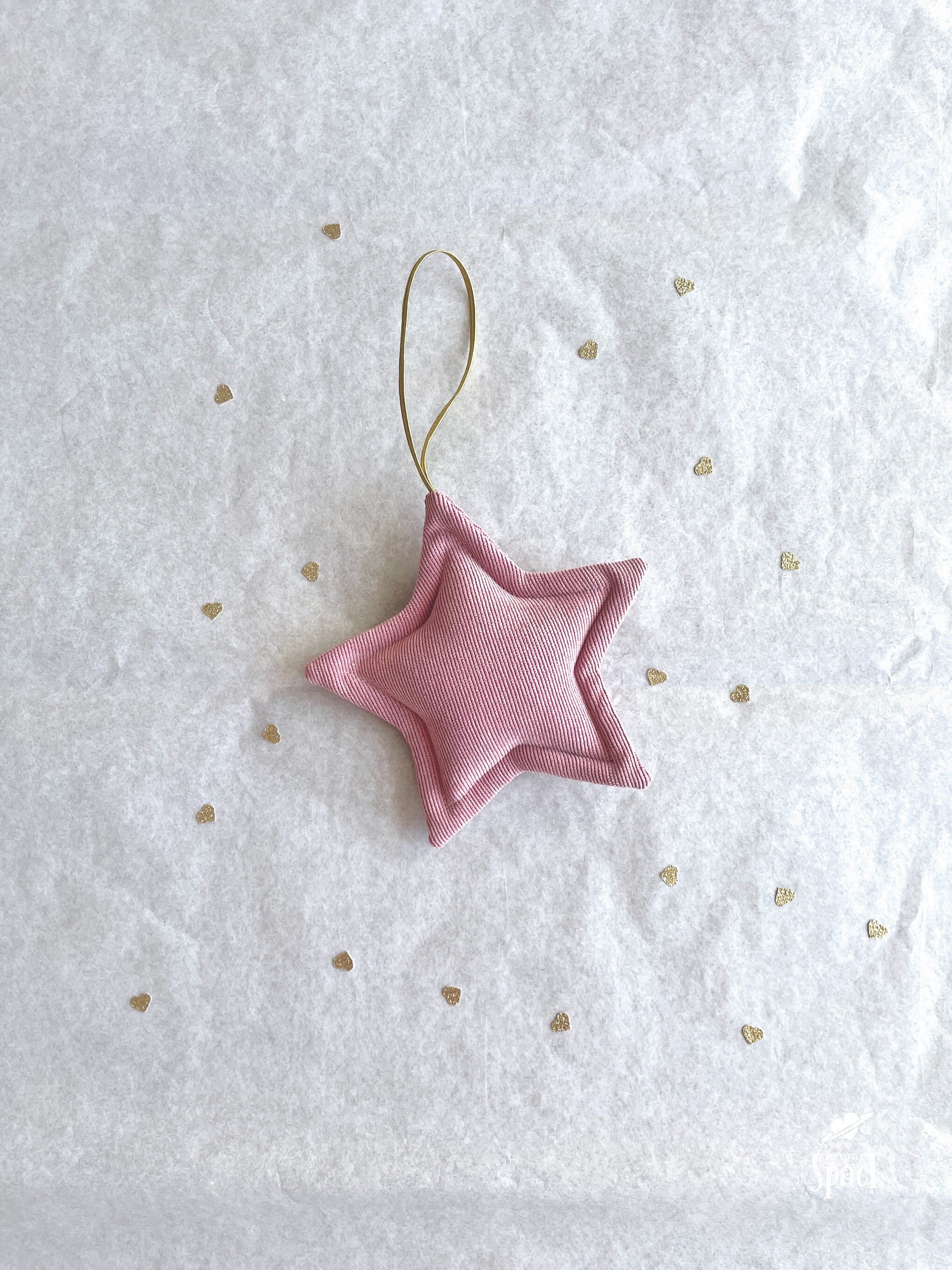 Dusty Pink Velvet Hanging Star, Nursery Wall Hang, Small Star Decoration, Celestial Decor for Kids Room, Mini Stars Ornament, Baby Gift