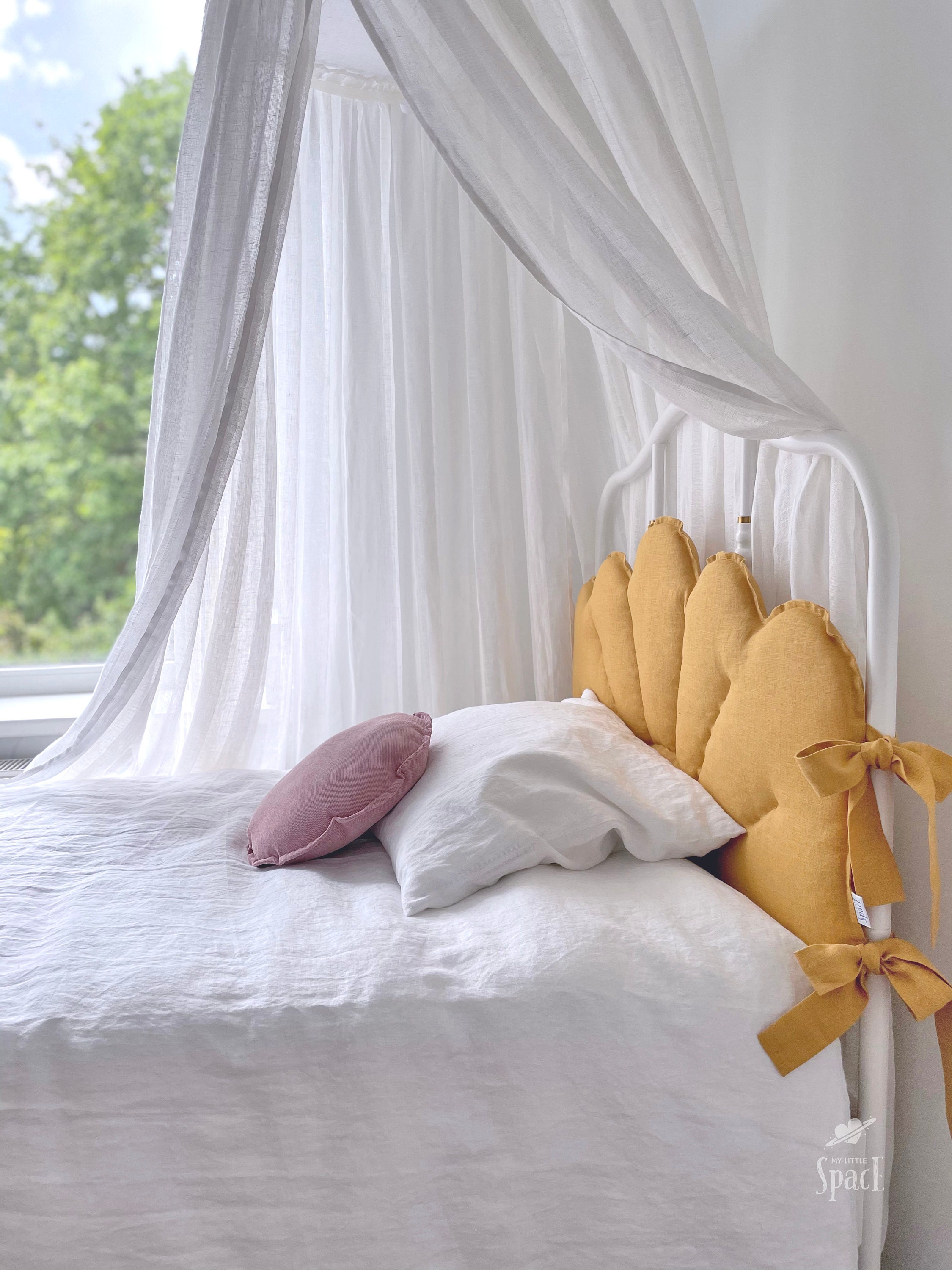 Mustard Linen Headboard Cushion / Headboard Pillow / Padded Etsy