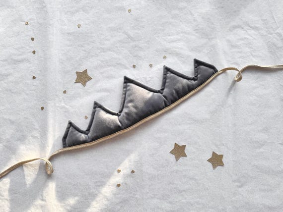 Dark Grey Velvet Crown - Toddler Fabric Party Hat, Kids Birthday Decor