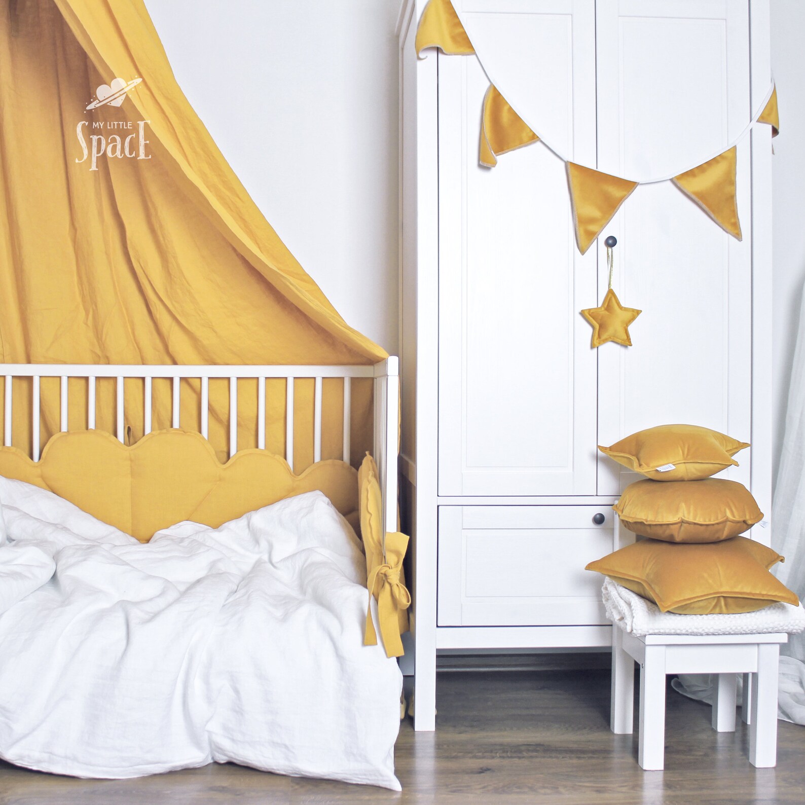 Mustard Linen Cot Bumper / Nursery Crib Bumper / Crib Etsy