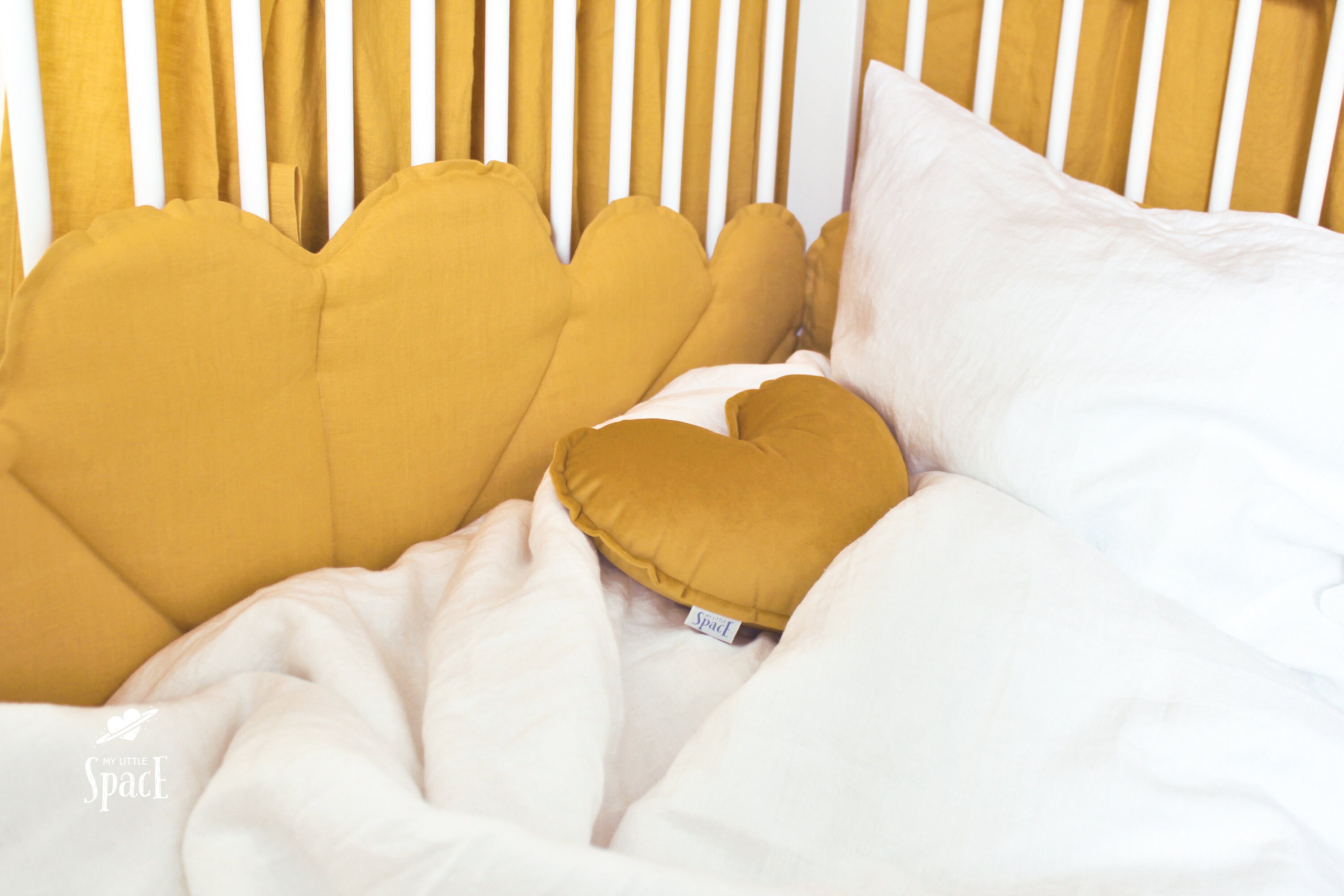 Mustard Linen Cot Bumper / Nursery Crib Bumper / Crib Etsy