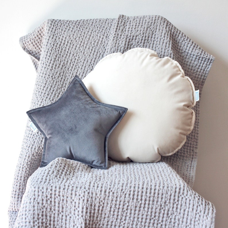 Dark gray velvet star cushion Star shaped pillow Decorative pillow Kids pillow Nursery pillow Star nursery decor