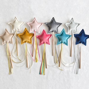 Velvet Magic Star Wand, Magical Fairy Wand, Magic Stick for Little Princess, Kids Party Decor, Photoshoot Prop, Dressing Up Accessories Gift