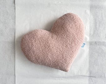 Powder Pink Boucle Heart Cushion - Blush Teddy Soft Bouclé Decorative Pillow