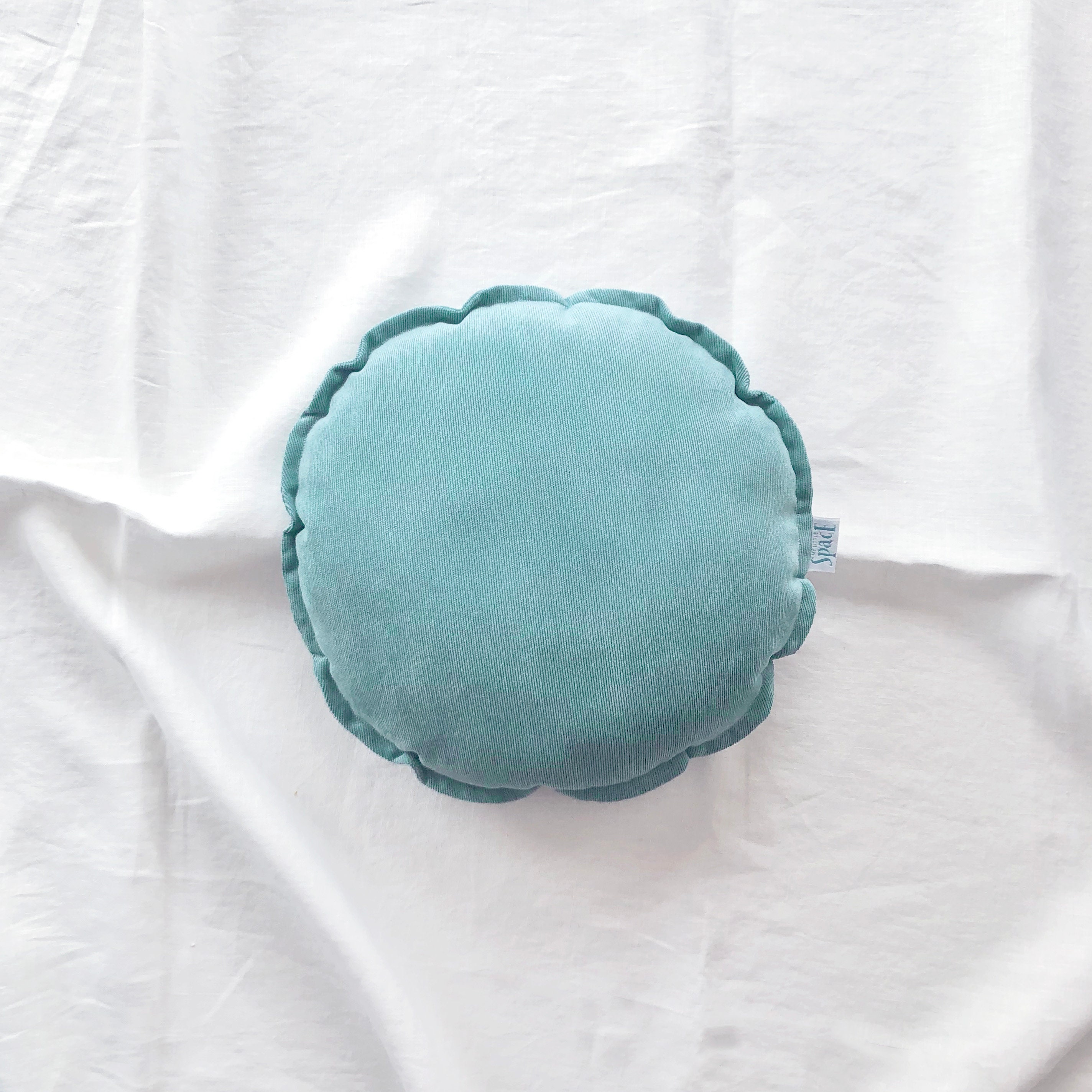 Aqua blue velvet round cushion / Round pillow / Decorative Etsy