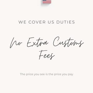 May include: Image with the text "WE COVER US DUTIES" and "no Extra Customs Fees". The text "The price you see is the price you pay" is also included. A small American flag is at the top.