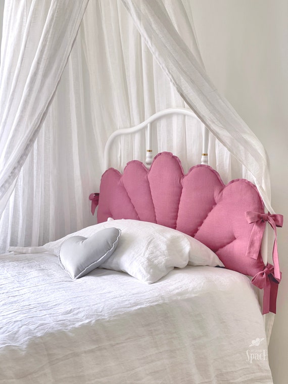 French Rose Linen Headboard Cushion With Ties Pink Padded Pillow Ikea SAGSTUA Bed Frame Headboard Etsy