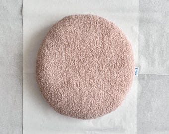 Powder Pink Boucle Round Pillow, Soft Textured Throw Pillow, Decorative Accent Cushion