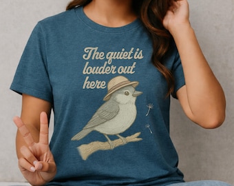 Quiet Finch T-Shirt: Vintage Birdwatching Tee, Nature Lover Gift