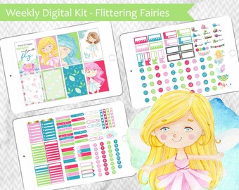 Weekly Planner Sticker Kit | GoodNotes\Digital Planner | Flittering Fairies | Spring Stickers | PNGs for Digital Planner