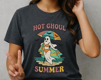 Hot Ghoul Summer T-Shirt: Retro Beach Ghost Tee - Summerween Party