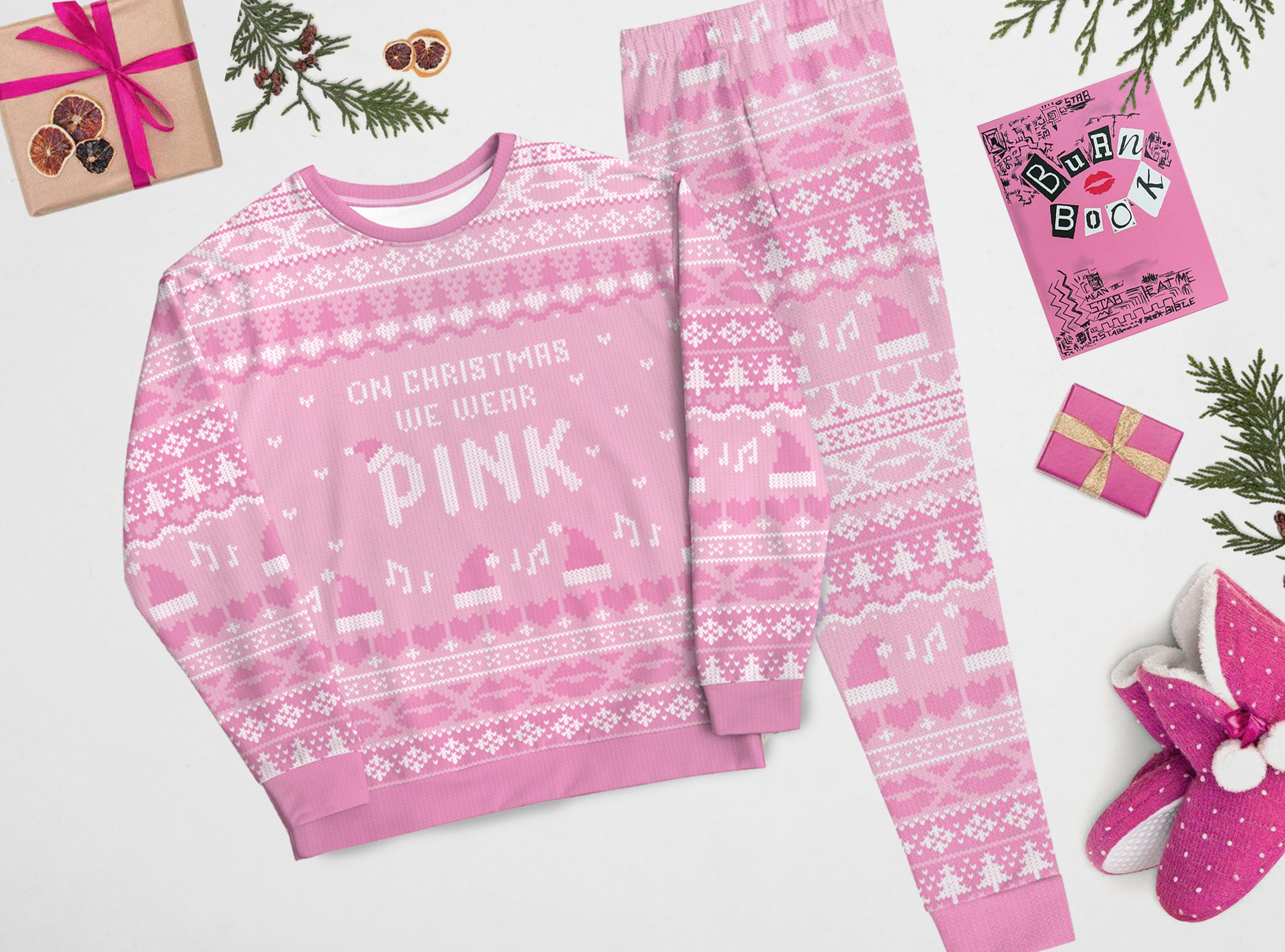 On Christmas We Wear Pink Ugly Christmas Sweater Etsy