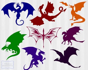Dragon SVG & Clipart, Dragon SVG bundle, dragon svg, dragon clip art, cuttable design, cut files, vector, graphics, dragon silhouette,cricut