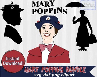 Mary Poppins svg, Mary Poppins Clipart, digital download, dxf files, svg files, svg files for silhouette, svg files for cricut, vector art