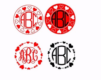 Heart Circle Frame SVG Files, Round monogram frame svg,circle arrow frame svg,svg files for silhouette cameo,cricut explore, valentine