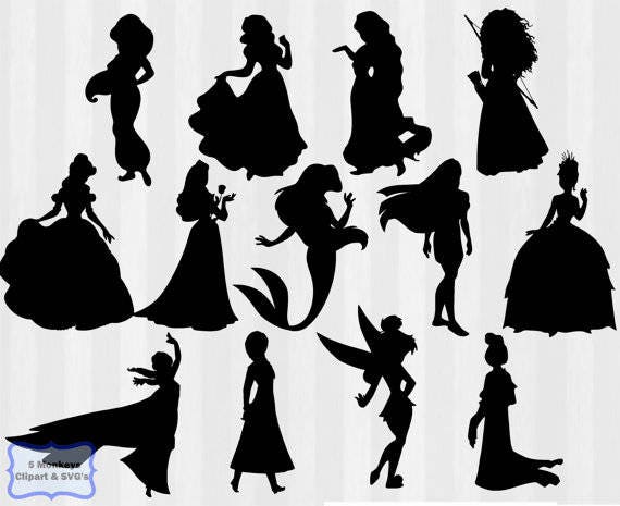 Download Disney Princess Silhouettes svg file princess dxf Disney ...