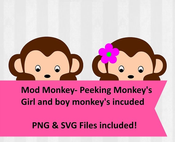Mod Monkey Clip Art Mod Monkey Svg Peeking Monkeymonkey Etsy