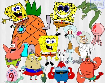 Spongebob SVG, Spongebob Clipart, svg files for Silhouette Cameo or Cricut, spongebob squarepant SVG, vector, clip art, patrick star, svg
