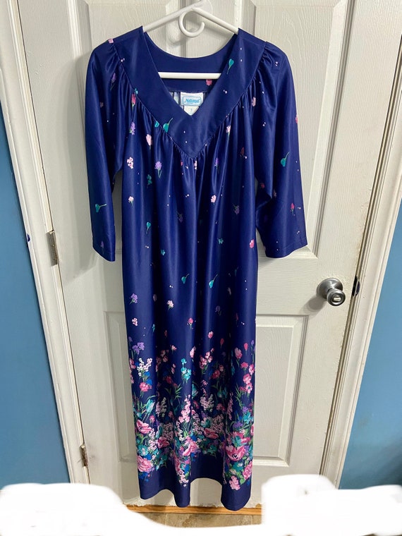 Vintage National Brand Floral Night Gown House Dress … Gem