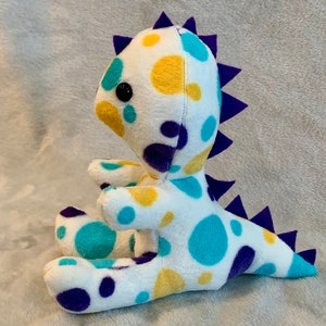Minky Dinosaur Plush - Super Soft Polka Dot Dino Stuffed Animal - Cute Stuffie Figurine - Fuzzy Dino