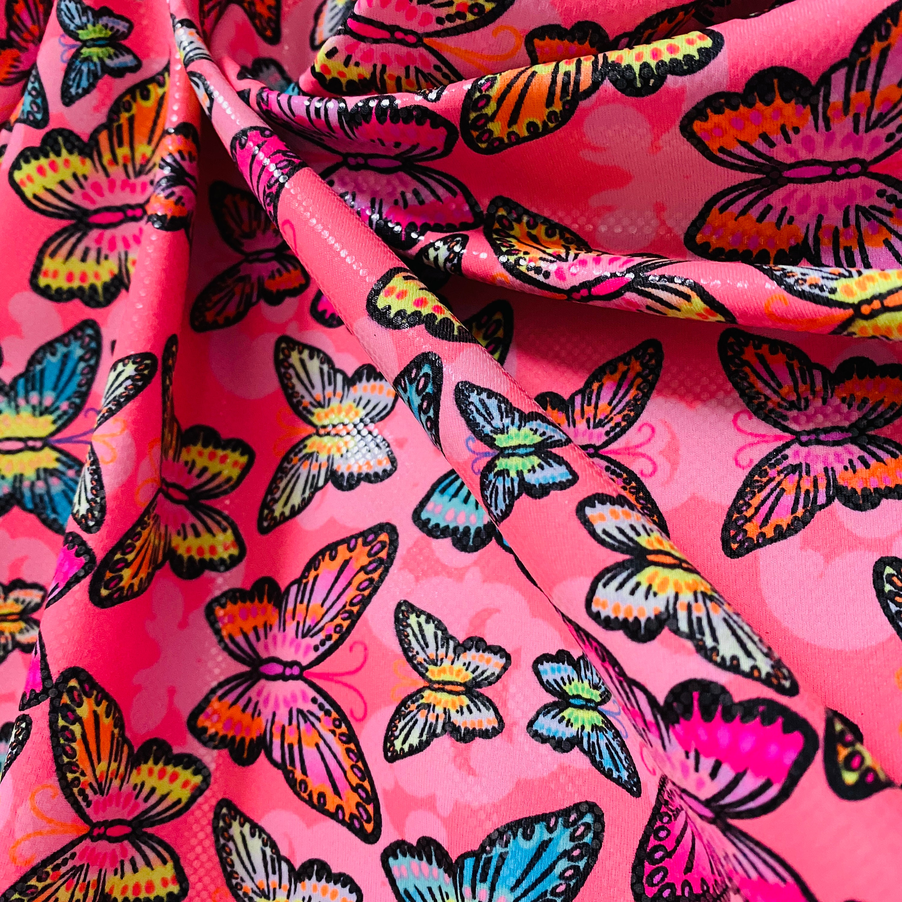 0.50 Yard Butterfly neon hot pink print Nylon Lycra Spandex Fabric 4 …