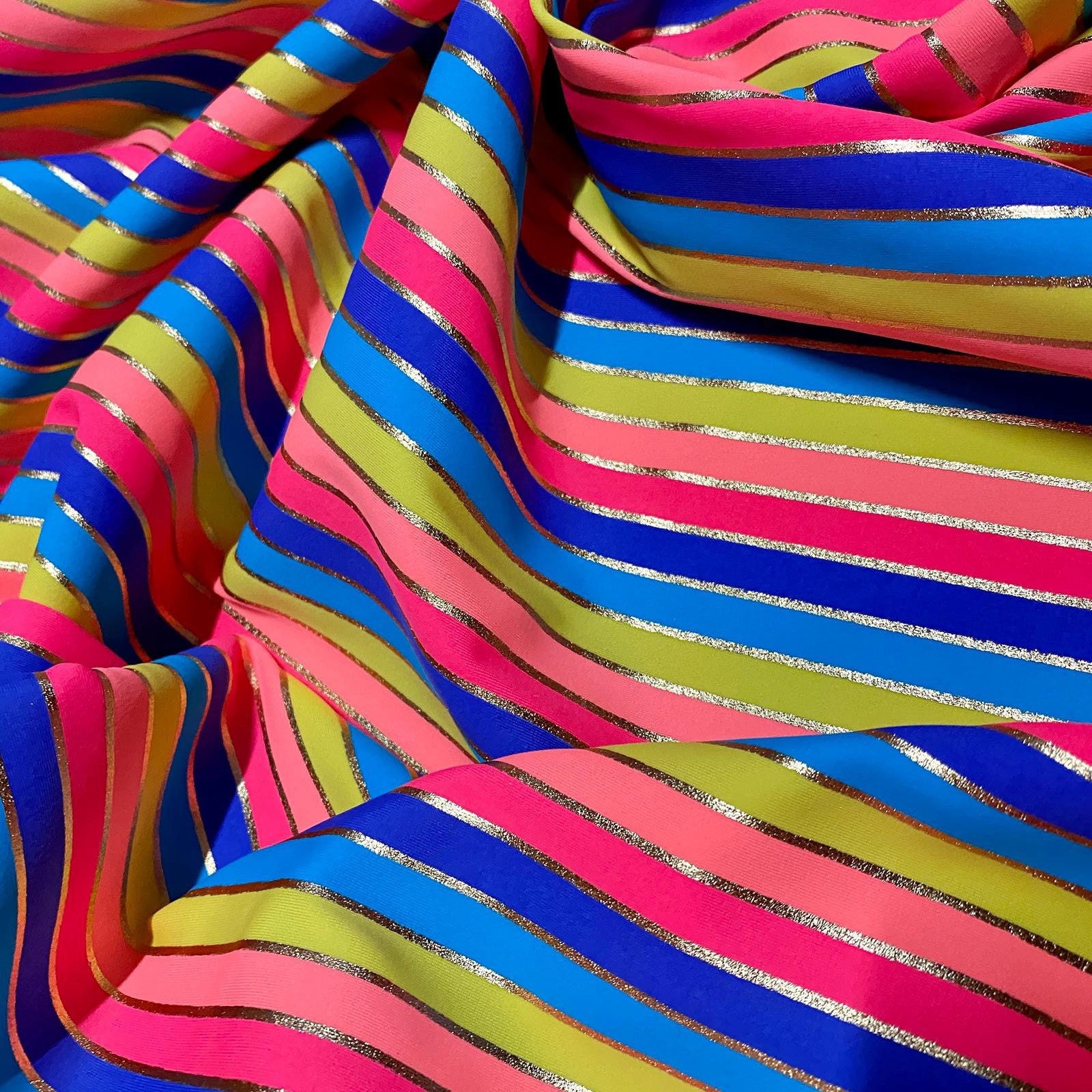 Striped Nylon Lycra Spandex Fabric 4 Way Strech By Yard Etsy