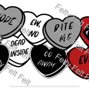 Snarkey Conversation Heart Candy Anti / Goth Valentines Svg. Cut file