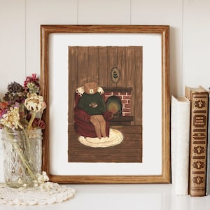 Bear Sitting by the Fire - Printable Art
