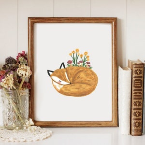 Flower Fox Friend - Printable Art