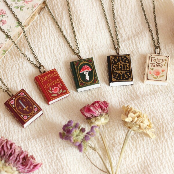 Timeless Tome Book Necklaces - Polymer Clay Necklace