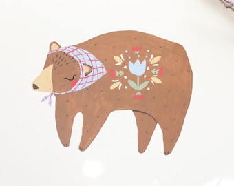Matilda the Bear - Original Gouache Painting