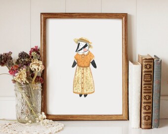 Lovely Badger Lady - Printable Art