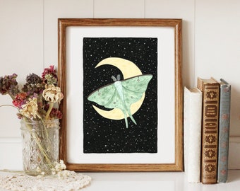 Papillon lunaire sur la lune - oeuvres d'art à imprimer