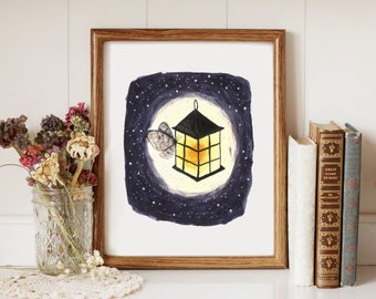 Moth and Lantern - Printable Art