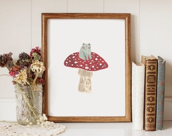 Frog on a Mushroom - Printable Art