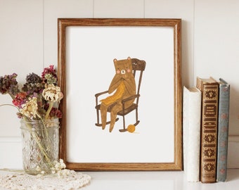 Knitting Bear - Printable Art