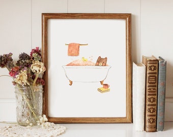 Bear Taking a Bath - Printable Art