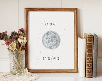 La Lune et les Étoiles - Printable Art