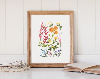 whimsical rainbow pink rainbow flowers watercolour print nursery decor floral print Rainbow wall art girls prints floral rainbow