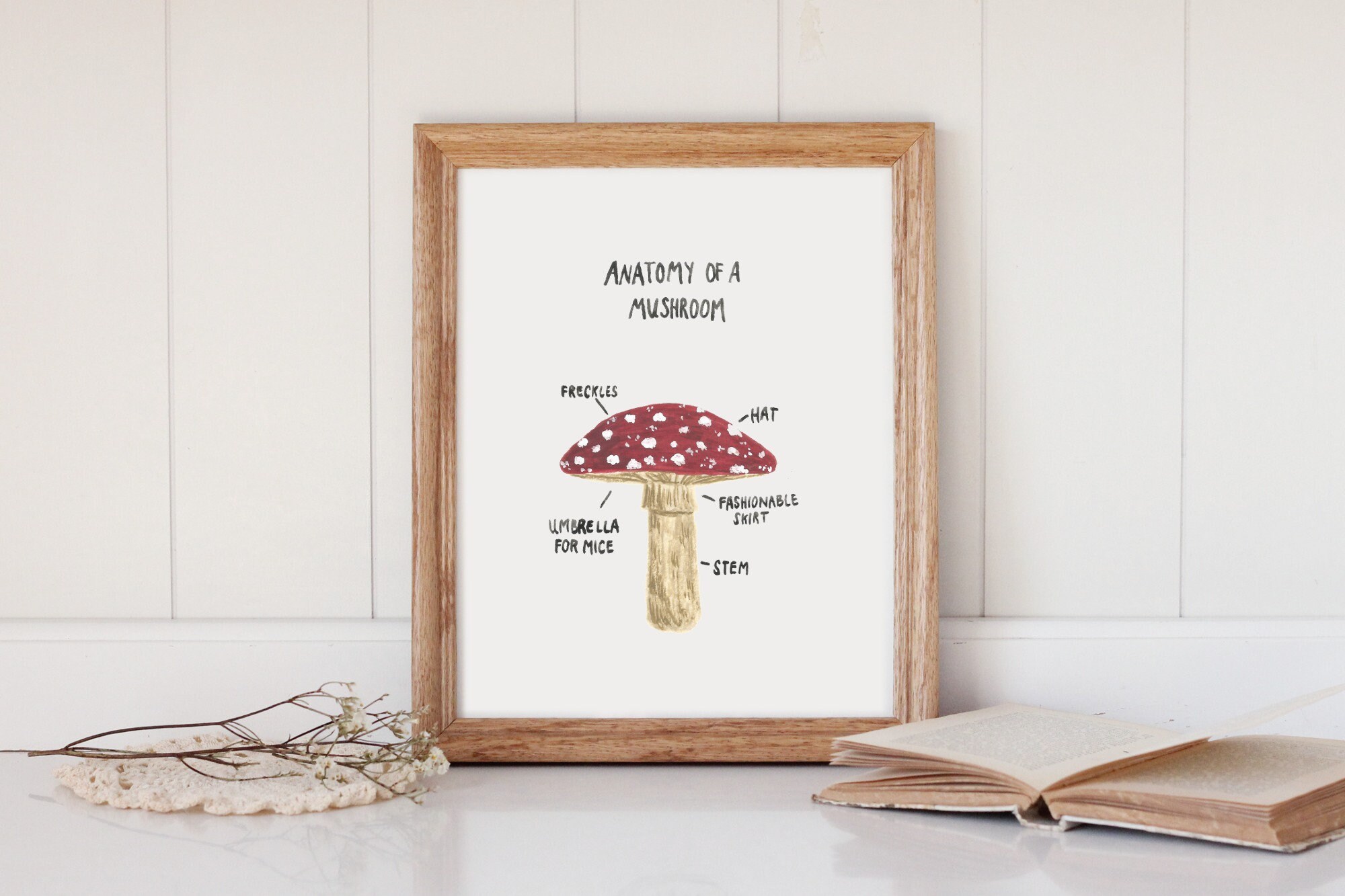 8x10 inches Mushroom printable art cottagecore wall decor