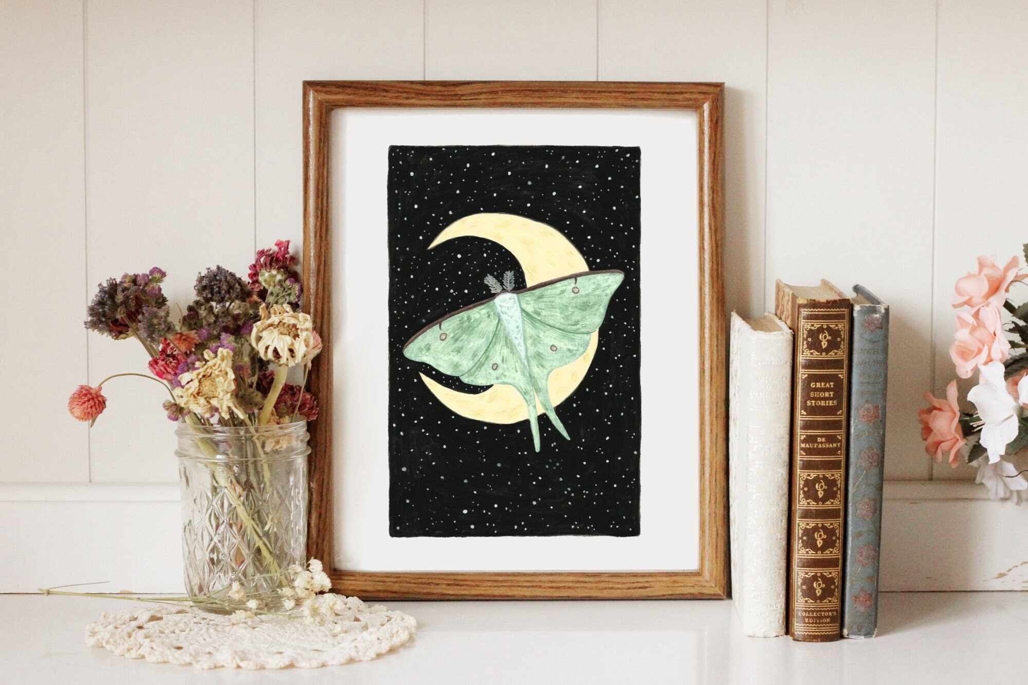 Luna Moth on Moon - Printable Art - Etsy Australia