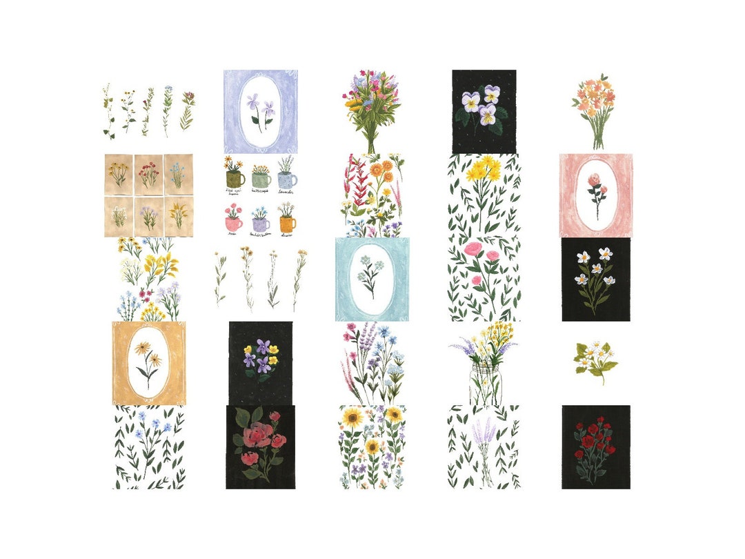 Flower Art - 25 Printable Files - Etsy