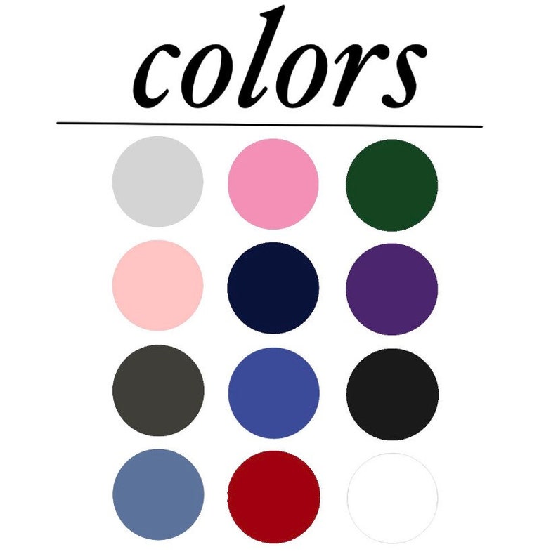 Puede incluir: Un gr&aacute;fico de paleta de colores con la palabra "colors" en escritura cursiva sobre una cuadr&iacute;cula de doce c&iacute;rculos de colores. Los c&iacute;rculos muestran varios colores, incluyendo gris, rosa, azul marino, morado y negro.