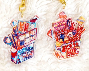 Bento Box | Acrylic keychain |aesthetic stickers,vinyl decal,vaporwave,phone charm, bento bag,bumper sticker,anime sticker| anime keychain