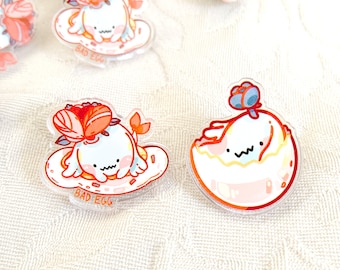 Bad Egg Acrylic Pins | Aesthetic pins | Kawaii Stationery | Food Art | Cute Pins Fried Egg Pins |