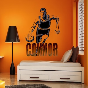 Basketball benutzerdefinierte Namen Wandtattoo, personalisierte Aufkleber, personalisierte Aufkleber, Wandaufkleber Basketball-Spieler-Dekor, Ball Vinyl-Aufkleber, Aufkleber