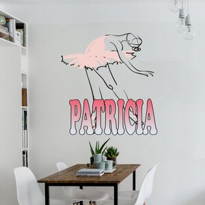 Ballerina Name Wandtattoo, personalisierter Aufkleber, personalisierter Aufkleber, Wandaufkleber Tänzerin Dekor, Ballet Tänzerin Vinyl Ballet Sticker