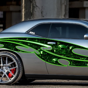 Ripped Metal full color Car vinyl Design, Tribal skull racing stripes, Skulls car graphics, Vinyl wrap design, Car wrap vinyl, Auto wrap